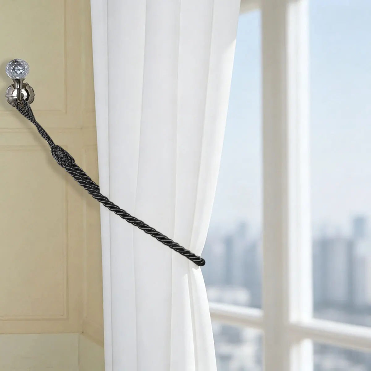 2Pcs Twisted Curtain Tiebacks Curtain Holdbacks Rope Style Window Drape Buckle for Home Room Decor Accessories