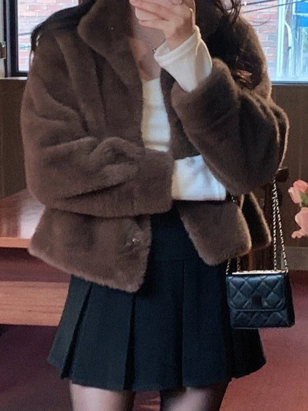 Ele Thiened Faux Bontkraag Losse Katoenen Jaet Dames Winter Bovenkleding Milieuvriendelijke Bont Opstaande Kraag Koreaanse Sle