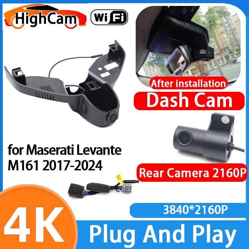 HighCam for Maserati Levante M161 2017 2018 2019 2020 2021 2022 2023 2024 4K Wifi Car DVR Video Dash Cam Front Rear Camera