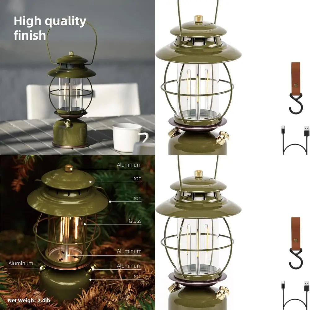 

Vintage LED Camping Lantern with 6800mAh Battery for 17-500 Hours, Dimmable Hanging Light for Outdoor and Courtyard Decor