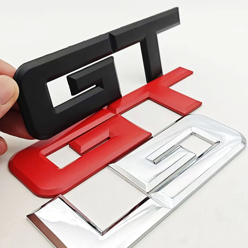 3D Metal Car Styling Logo GT Badge Rear Trunk Sticker Front Grille Emblem Decals For FORD Mustang GT Auto Accessories