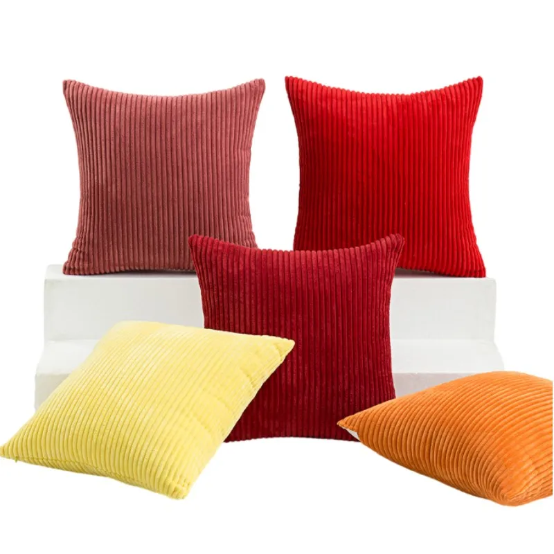 Fliederrosa, weicher Cord-Kissenbezug, einfarbig, gestreift, modernes Dekor, Geschenk, Kissenbezüge für Couch, Sofa, Schlafzimmer, Wohnzimmer – Detail 10