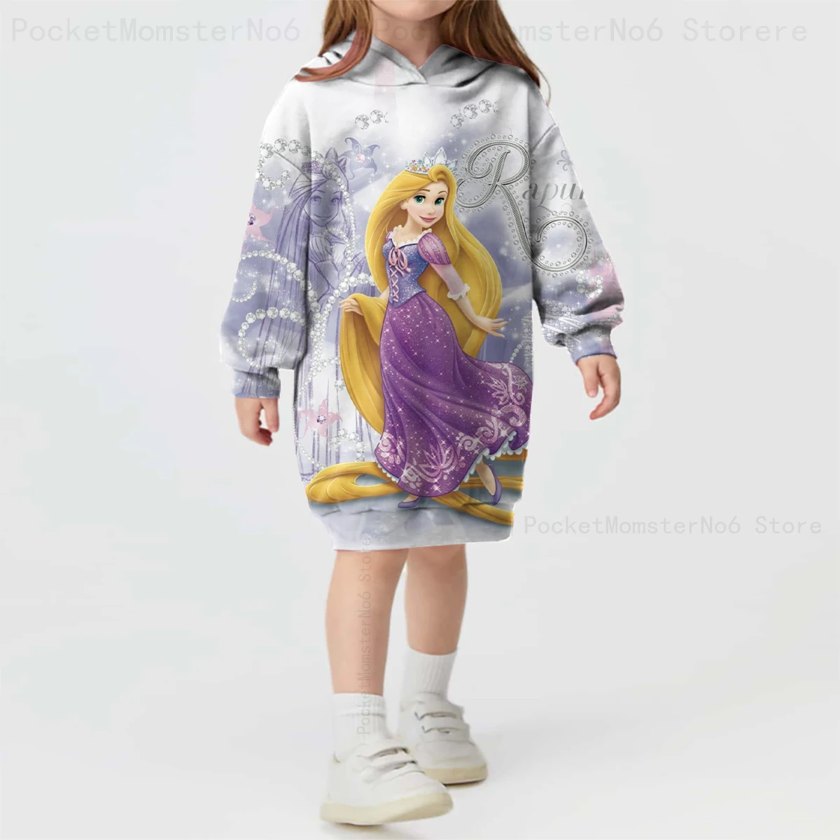 Children's clothing new hoodie sweater printed casual sports children's play costume Enchanted Rapunzel loose cartoon girl tops