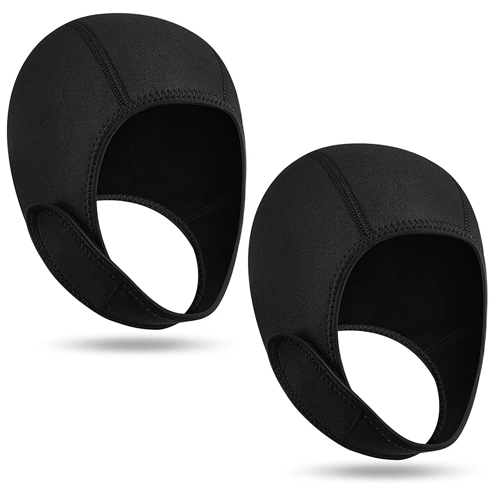 

2 Pcs Neoprene Diving Hood Thermal Wetsuit Hood Cap Swim Caps with Chin Straps Snorkeling Surf Beanie 2.5 mm Diving Cap