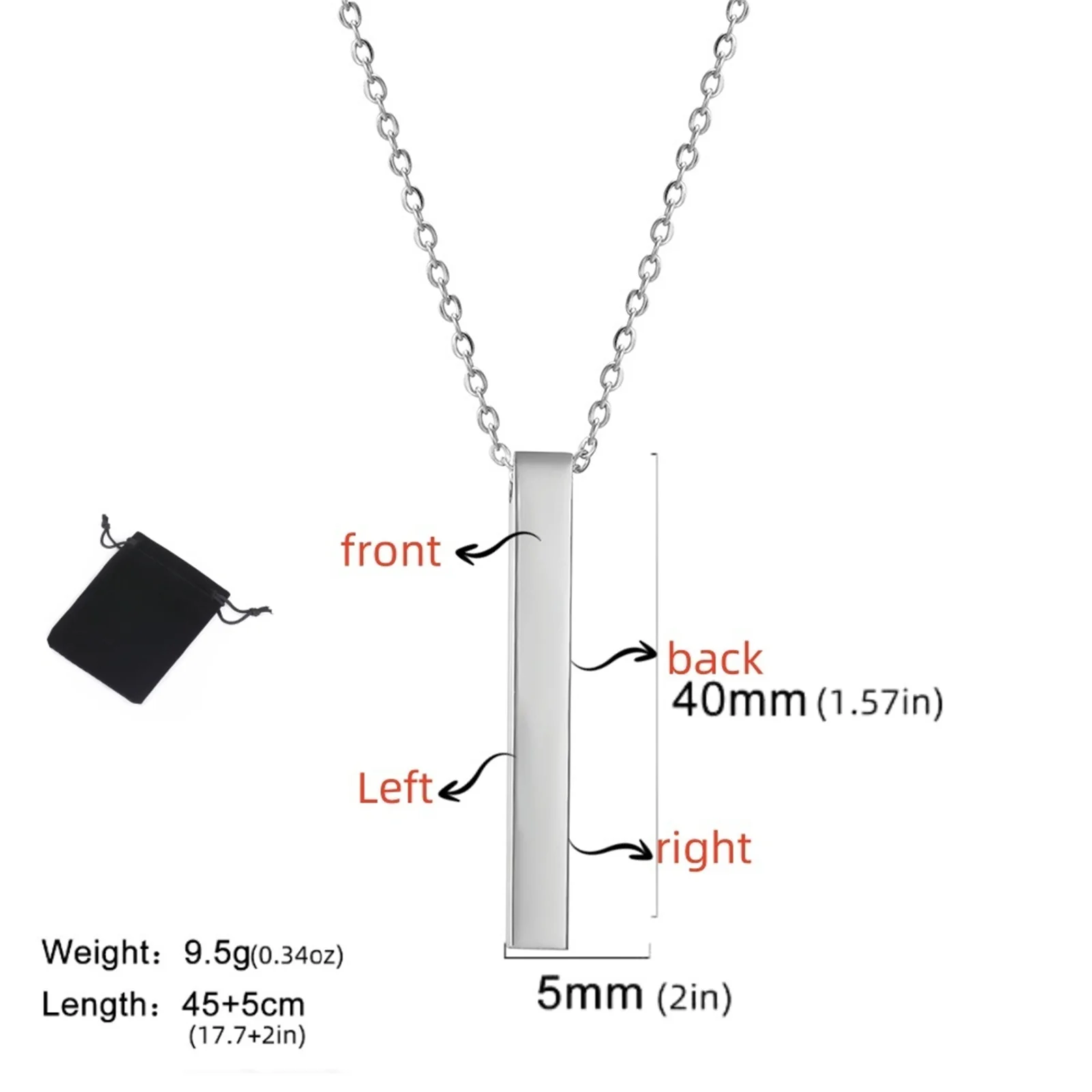 Customized Multi-Sided Engraved Necklace for Couples