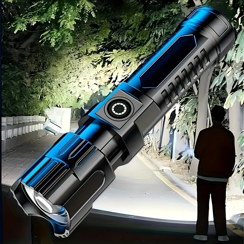 High Strong Power Led Flashlights 2000LM Tactical Torch with Display Light USB Charging Camping Fishing Emergency Zoom Lantern