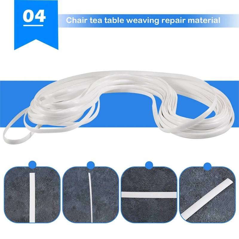 Wicker Repair Supplies Synthetic Rattan Material, Durable Patio Furniture Repair Kit White