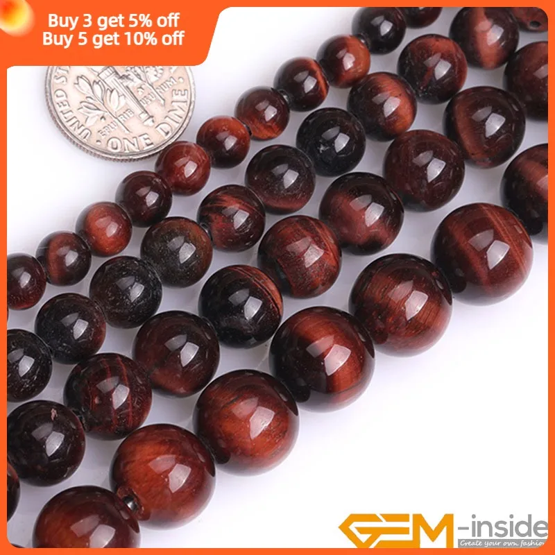 Natural Stone 2mm Big Hole Tiger Eye Round Beads For Jewelry Making Strand 15 inch DIY Bracelet Necklace Jewelry Loose Bead