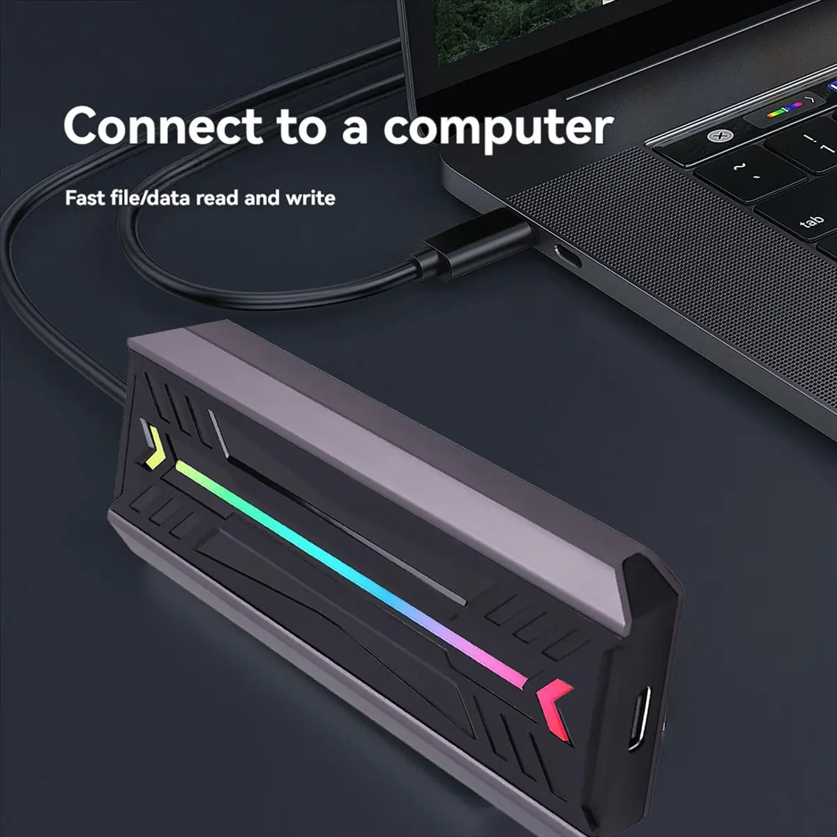 N86R Dual Protocol SSD NVME M2 Hard Drive Enclosure RGB Aluminum M.2 to USB3.1 Gen1 5Gbps Gen2 10Gbps Type C NGFF NVME Case