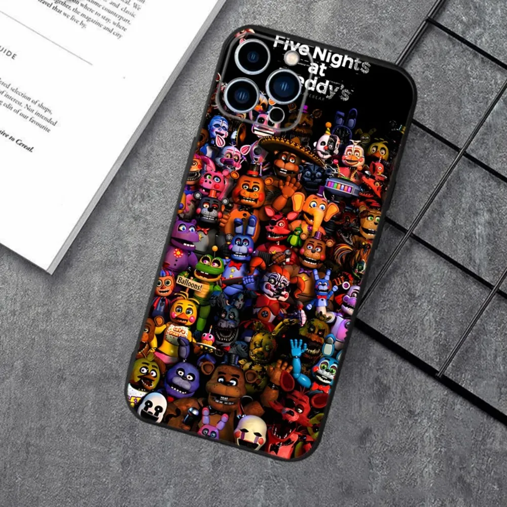 FNAF F-Five N-Nights at-Freddys Phone Case For Apple iPhone 15,14,13,12,11,XS,XR,X,8,7,Pro,Max,Plus,mini Silicone Black Cover