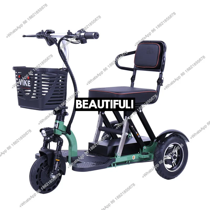 Folding electric tricycle for the elderly leisure travel portable lithium battery lead acid battery scooter disabled chair