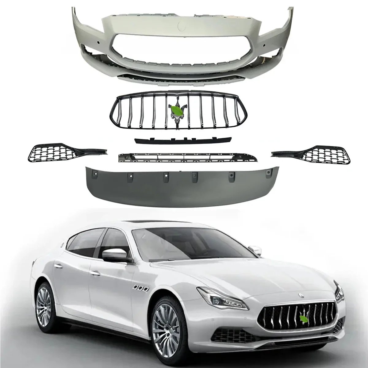 

Car Body Kit For Maserati Quattroporte 2017-2021 Front Bumper Lip Grille Spoiler