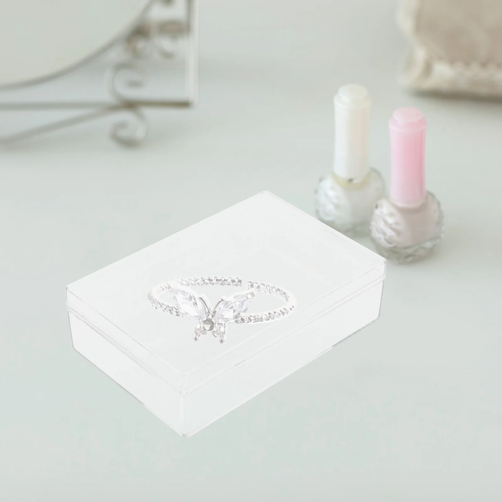 4Pcs Transparent Rectangular Jewelry Box Plastic Storage Organizer Bead Container Small Case for Jewelry Small Clear Box