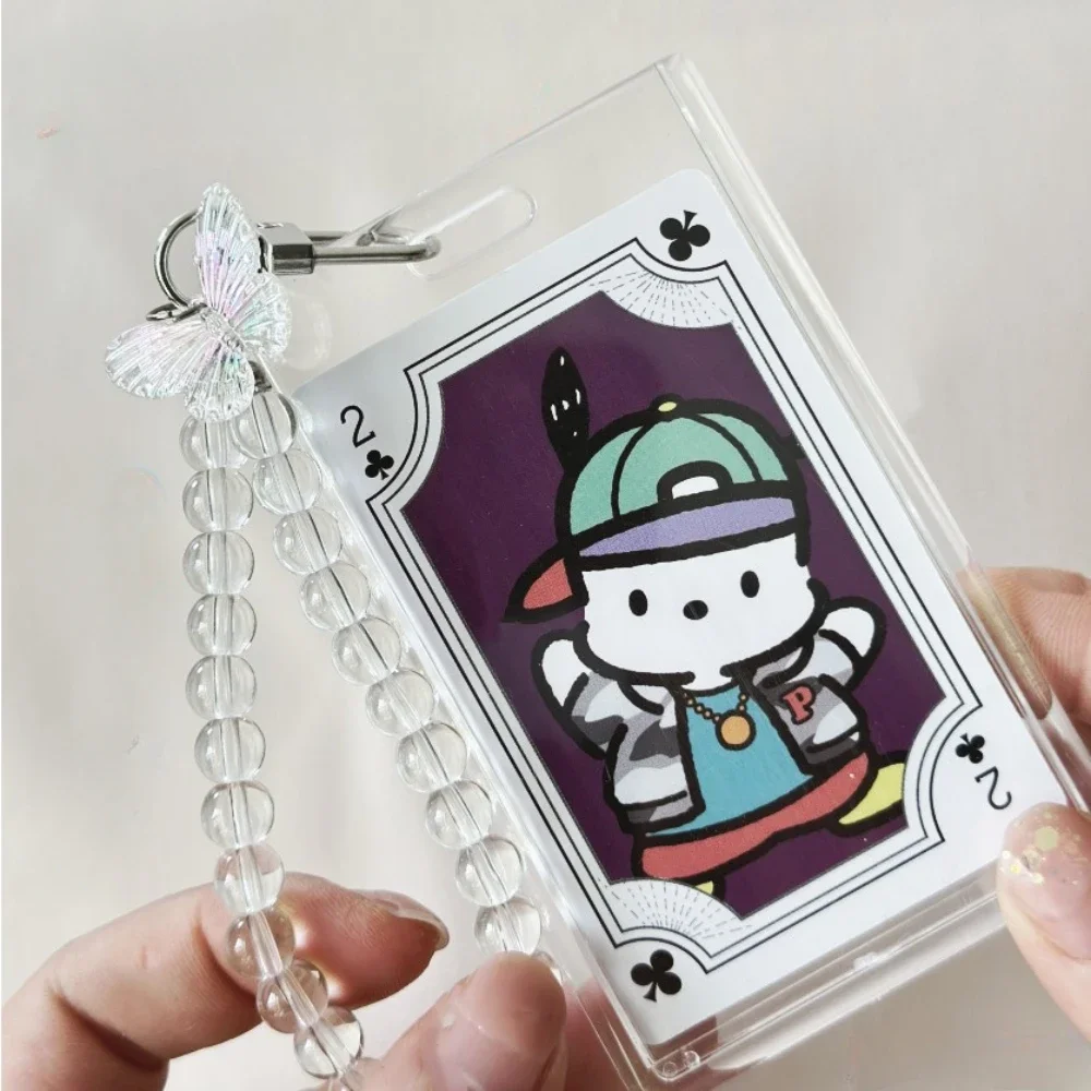 Transparent Acrylic Card Holder for Woman Beautiful Transparent Butterfly ID Card IC Card Case Student Bus Cards Holder