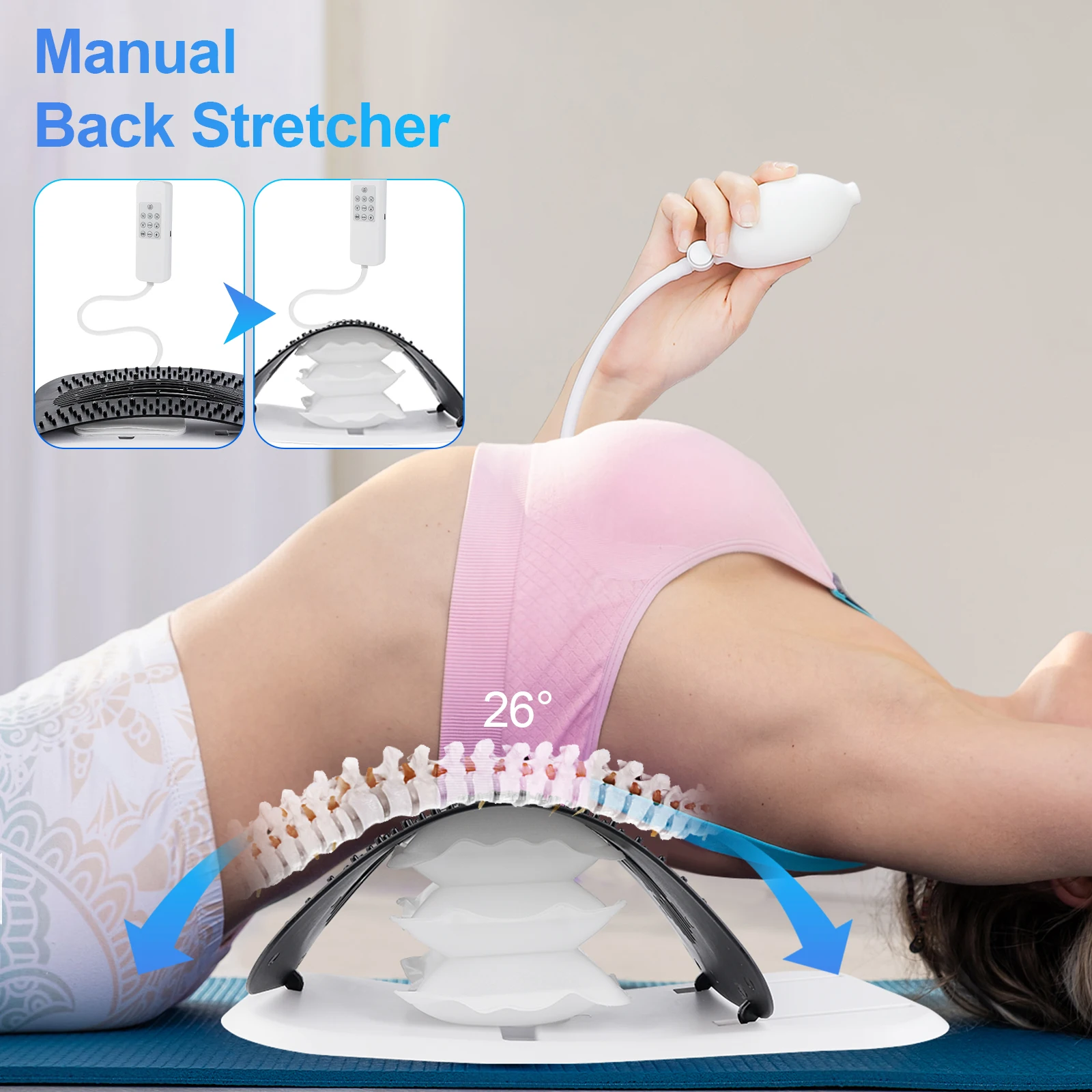 

Back Stretcher Multi-Level Adjustable Massager Waist Neck Fitness Lumbar Cervical Spine Cervical Spine Support Massager Lying
