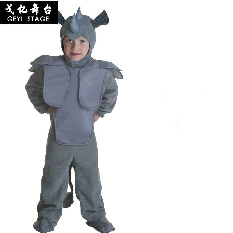 Kids Boy Rhino Onesies Kigurumi Costume Bull Cartoon Animal Halloween Party Rhinoceros Jumpsuits Pyjamas Suit