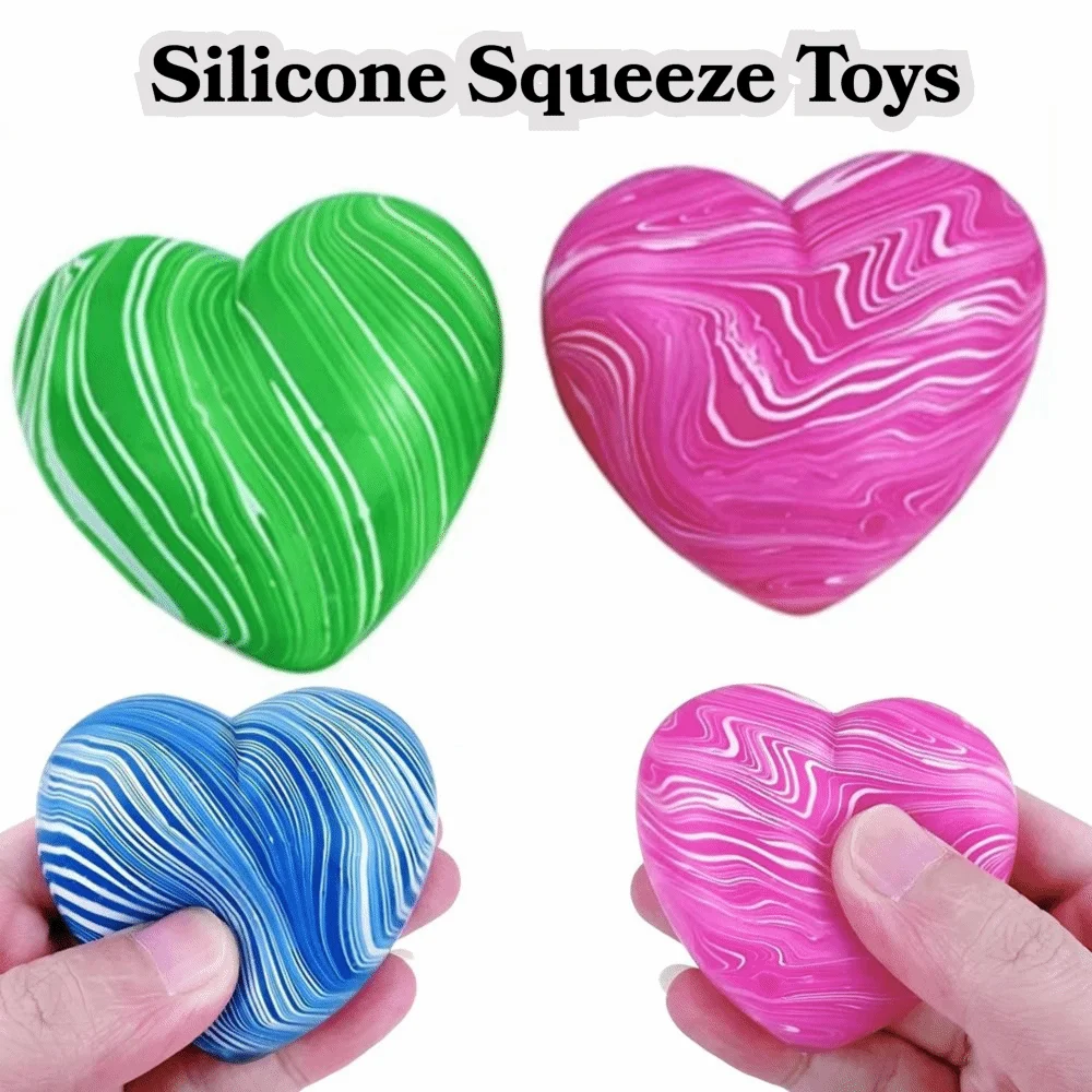 Soft Rubber Colorful Stress Balls Silicone Stress Relief Stress Relieving Toy Slow Rebound Round/Heart Shape Sensory Toy