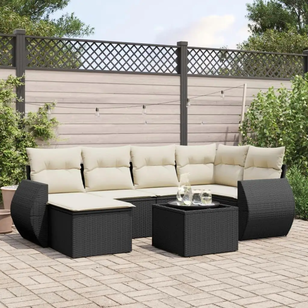 

Elegant Garden Sofa Set in Black and Cream White Stylish Outdoor Furniture Comfortable Seating Set for Patio and Backyard