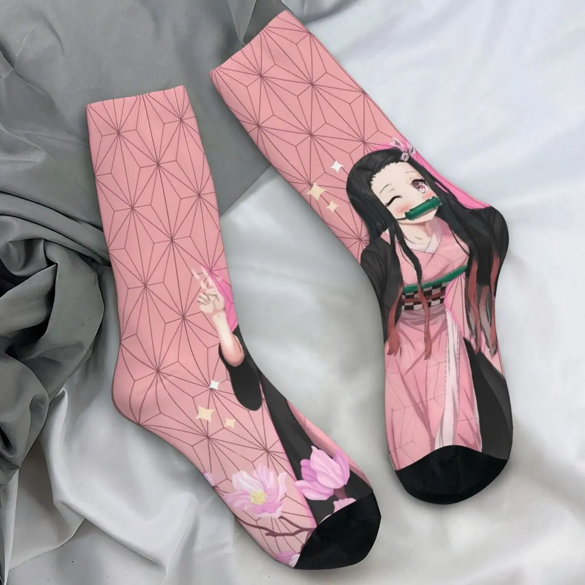 Demons Slayers Nezukos Anime Socks Fashion Stockings Winter Anti Slip Unisex Men Socks Warm Soft Graphic Cycling Socks