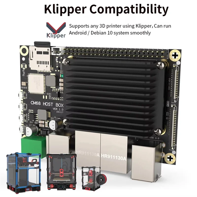 

CM68 Host Box Based On CM68 Core CAN Bus -Compatible Output 2X1000m Ethernet 5Xusb Port For Klipper Voron VS RPI-Y41A