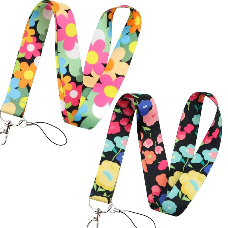 

Wholesale!!! Dazzling flowers Lanyard Keychain Lanyards for Keys Badge ID Mobile Phone Rope Neck Straps Accessories Gifts