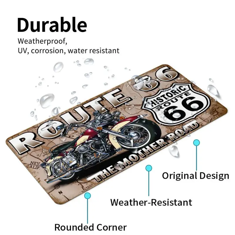 عتيق مطبوع عليه عناصر مرتبطة "ROUTE 66" لتزيين لوحات الترخيص، وألواح ترخيص السيارة، والمنزل، والحانات، والمقاهي، وديكورات المرآب