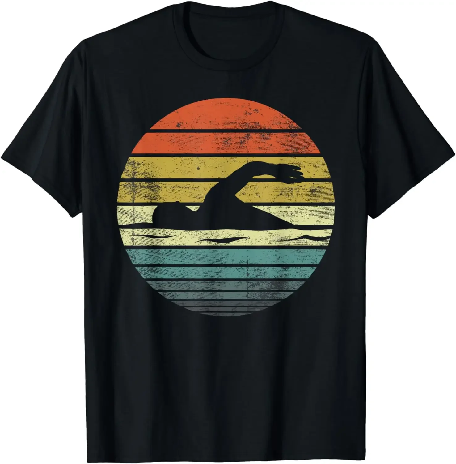 Funny Swimmer Gifts Retro Vintage Sunset Swim Coach Swimming T-Shirt Unisex Style Shirts for Women Men Clothing Streetwear Y2k