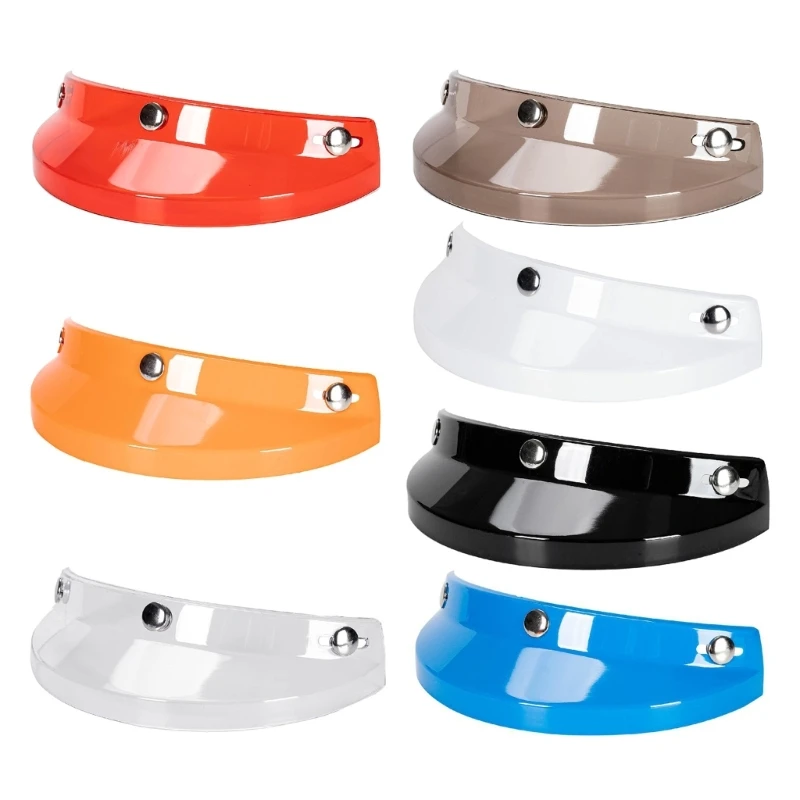 Windproof 3 Snap-Button Visor Shield Lens Visor Flip Up Wind Shield for Open Face Motorbike Helmet Anti-UV Fog Universal D7YA