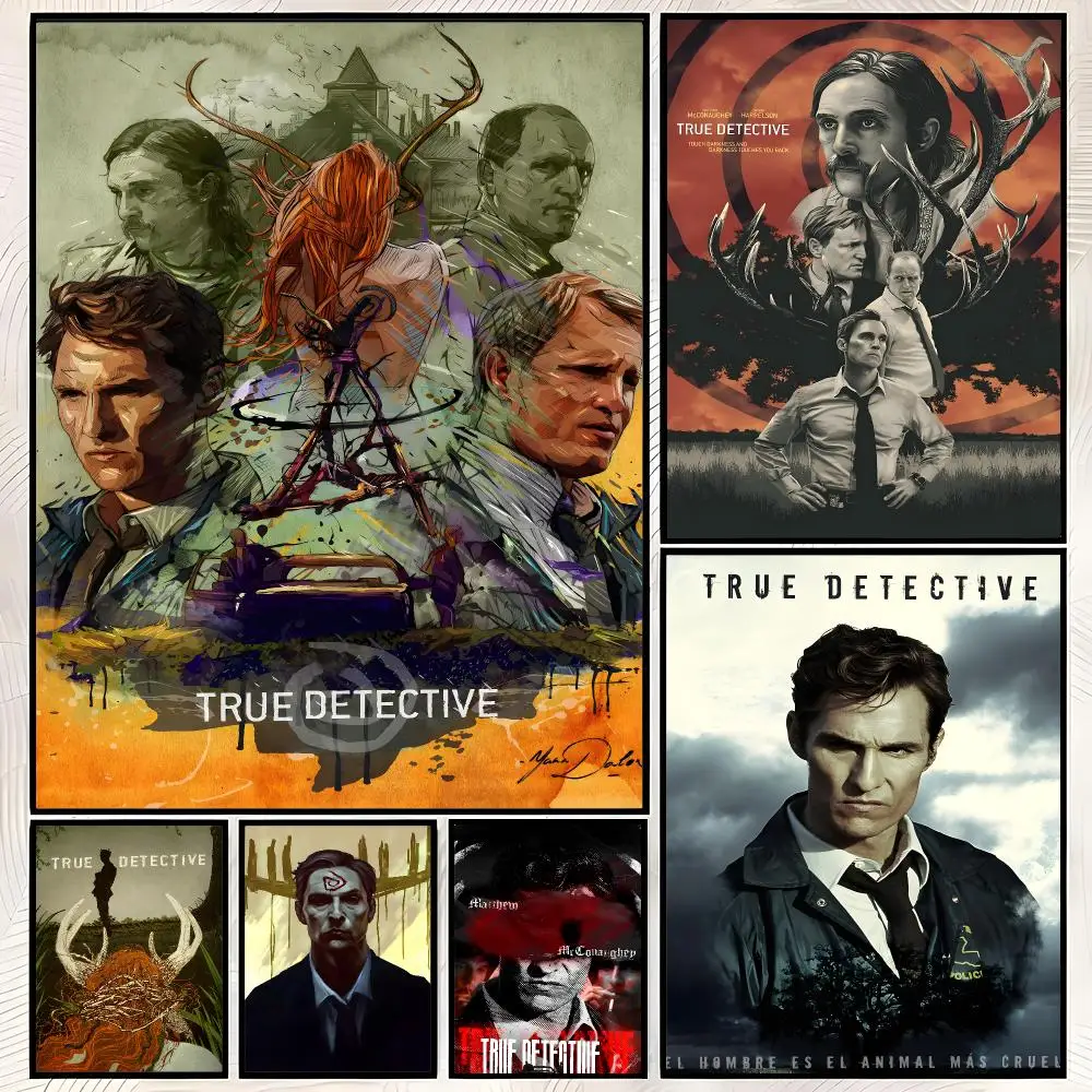 TV Series T-True Detective Poster Self-Stick HD PP paper Wall Art Poster, Waterproof Decor for Bedroom, Living Room and Home
