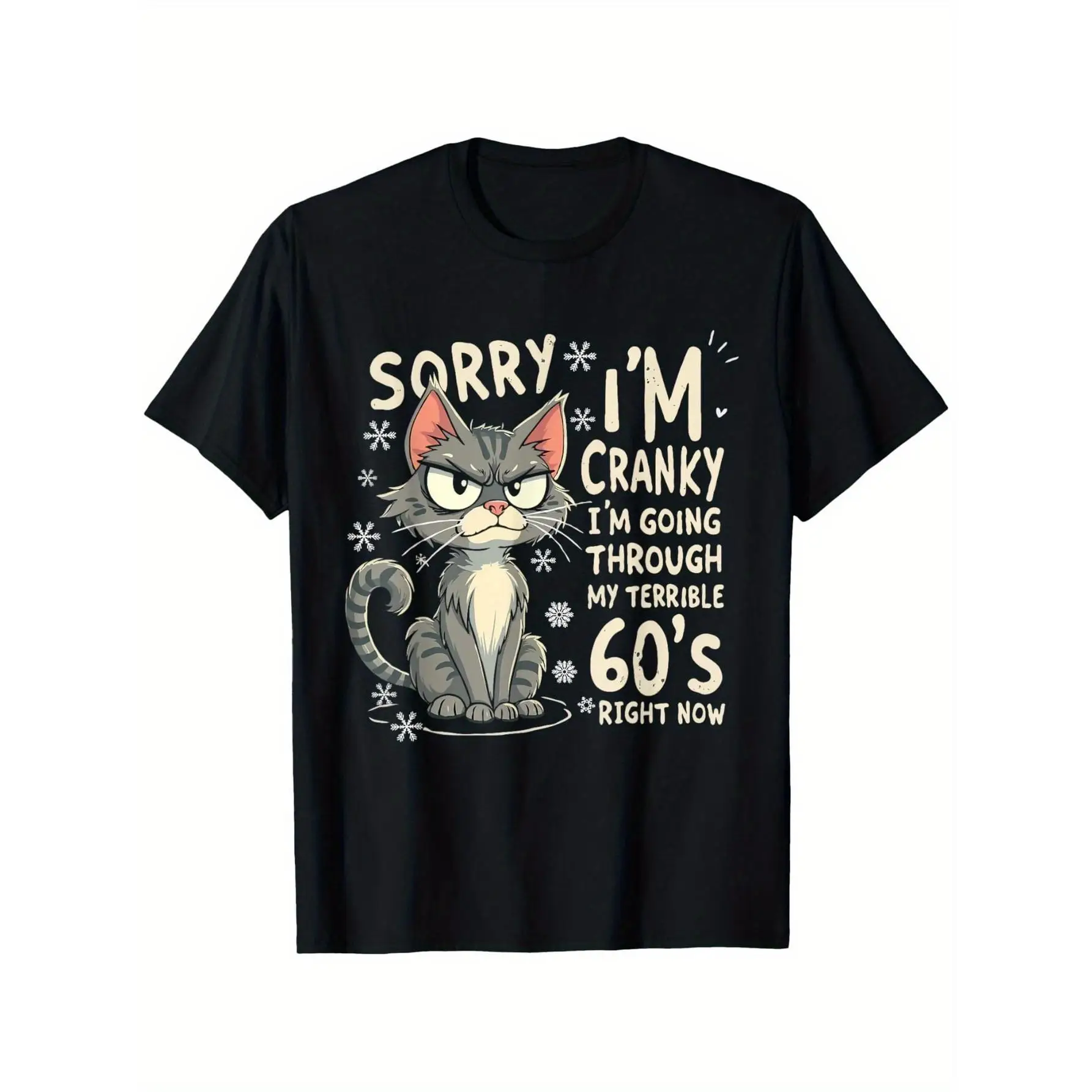 

Funny T-shirt Men Women Unisex Grumpy Cat Graphic Tee Casual Short Sleeve Terrible 60s Birthday Gift