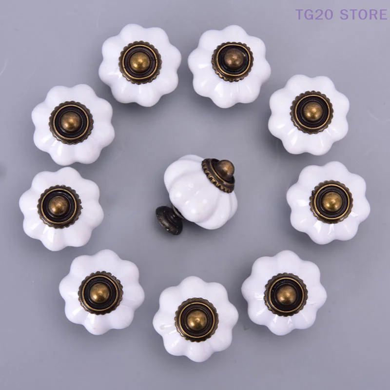 10pcs Vintage Furniture Handle Door Knobs Drawer Cupboard Pull Handle Pumpkin