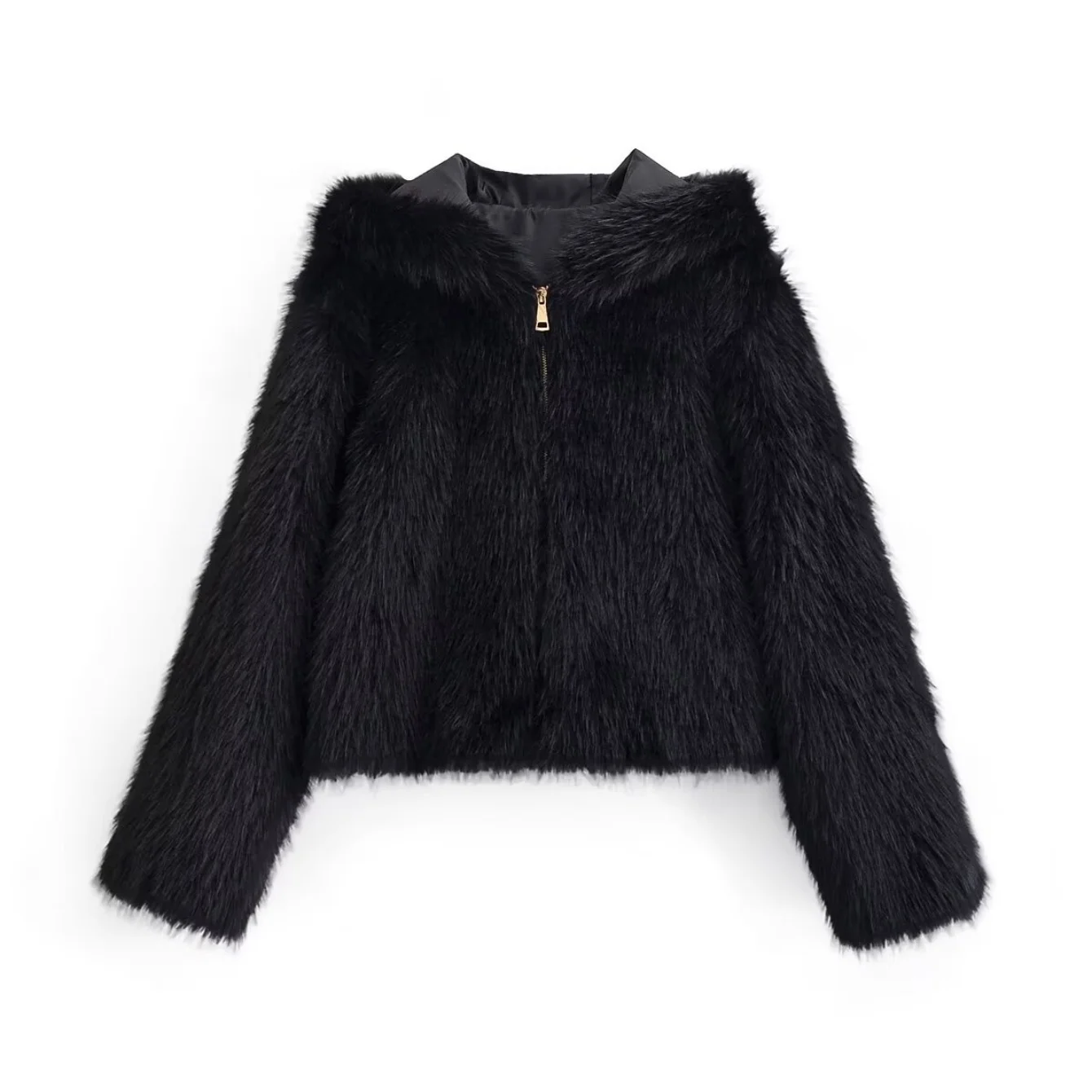 

Women Chic Fashion Hooded Faux Fur Jacket Coat Female Autumn Winter Warm Fluffy Fur Overcoat Lady Thick Warm Jackets