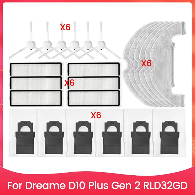 

Для Dreame D10 Plus Gen 2 RLD32GD Запчасти для робота-пылесоса Основная боковая щетка Швабра Фильтр Мешки для пыли-A22G