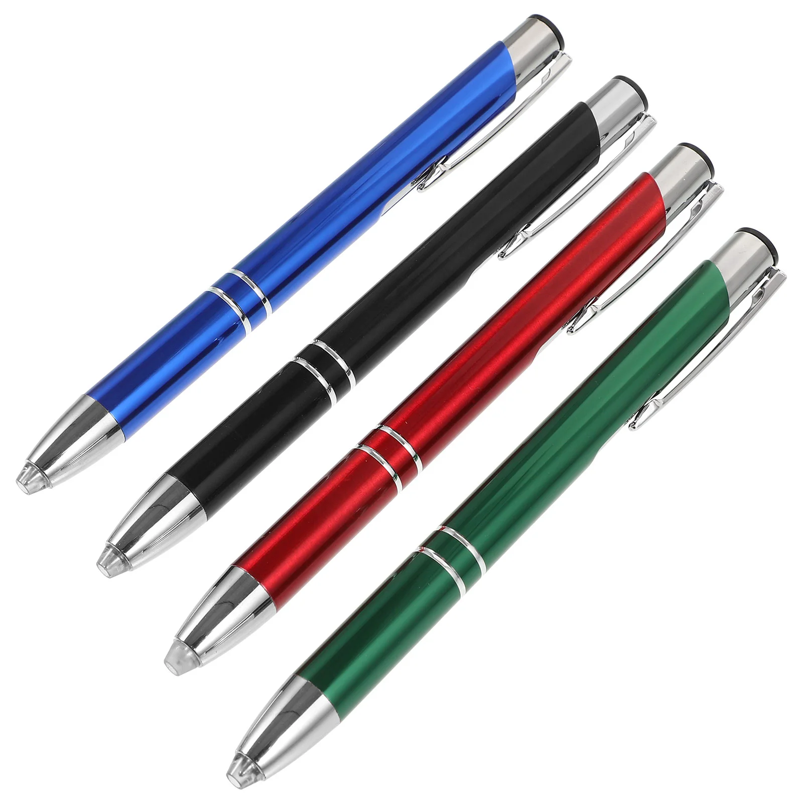 

4 Pcs LED Light Metal Touch Ballpoint Pen Pens With Flashlight Writing Portable Lighted Tip Sign