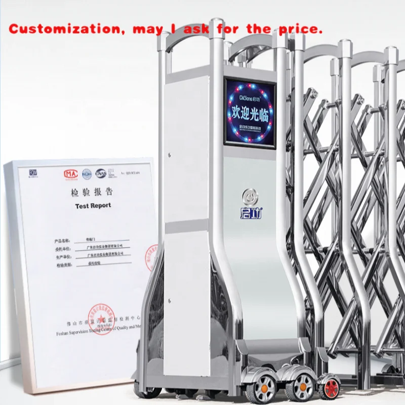 

custom.Automatic Retractable Stainless Steel Gate Qigong Security Door Outdoor Driveway School Building Made in Chi