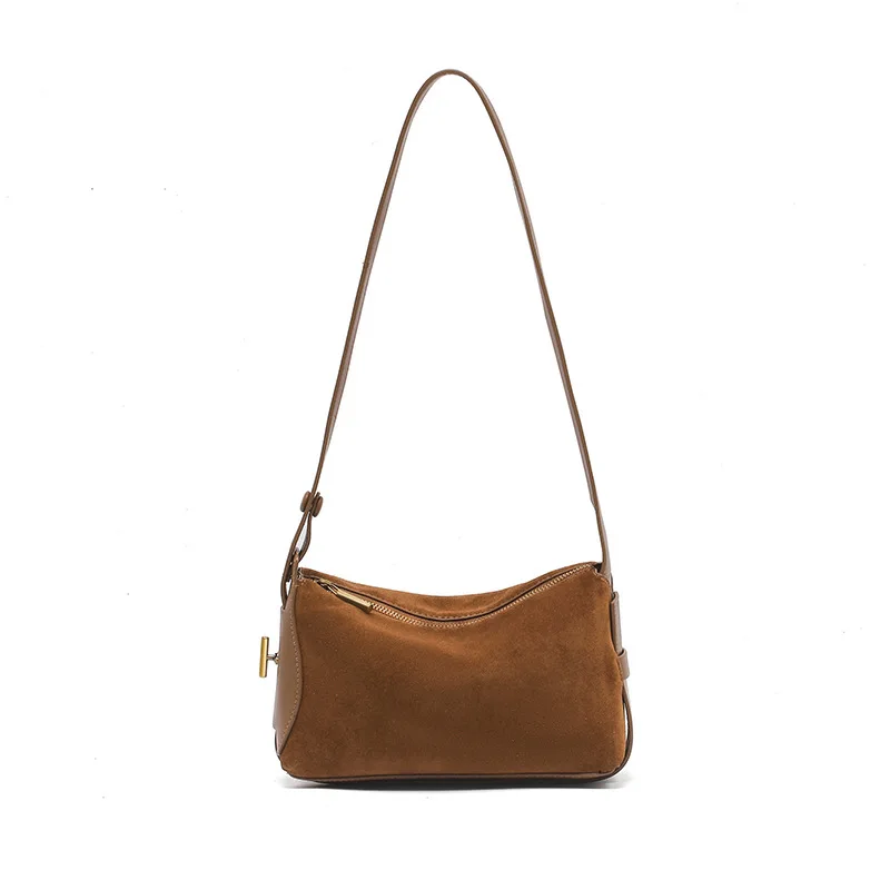 

Women Suede Shoulder Bag with Inner Pocket Crossbody Bag Adjustable Strap Hobo Purse Zipper Hand Bags Casual Commuter Bag