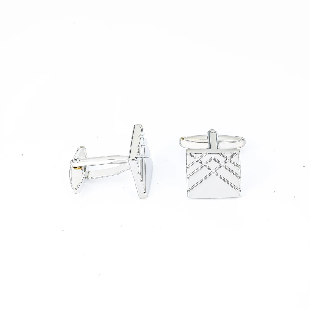 Simple Geometric Trapezoidal Cufflinks Silver Brushed Texture Men's Cufflinks Advanced Formal Shirt Cuff Buckle Decoration