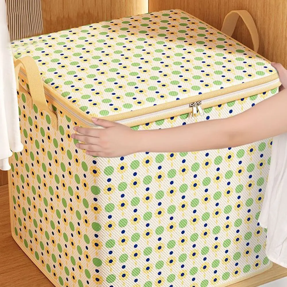 Fabric Clothes Quilt Storage Bag Foldable Closet Organizer Fabric Storage Bag with Handles Dust-proof Toy Bag