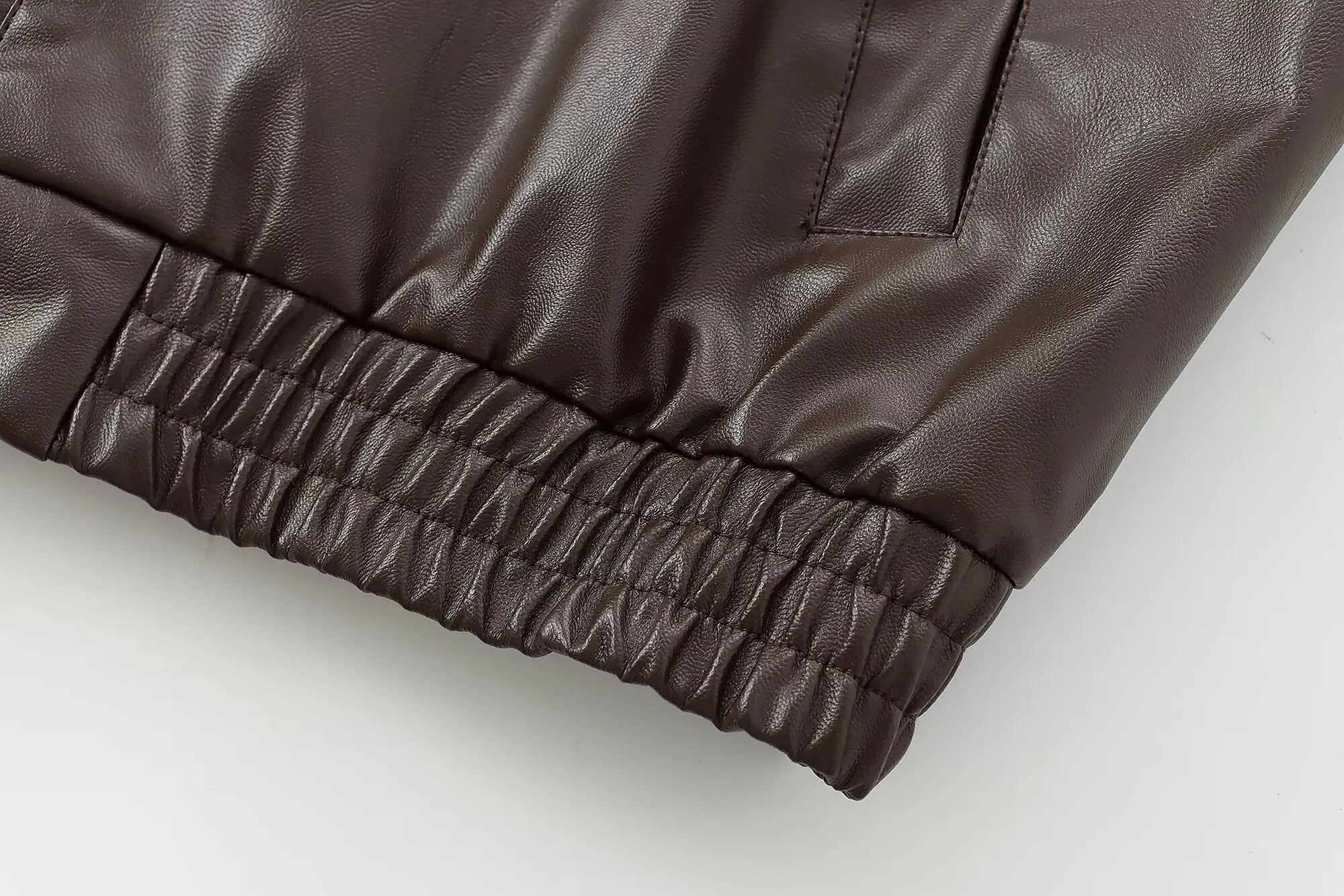 Jenny&Dave Minimalist Leather Jacket Women's Retro Lapel Boyfriend Style Loose Motorcycle Leather Jacket Coat Women