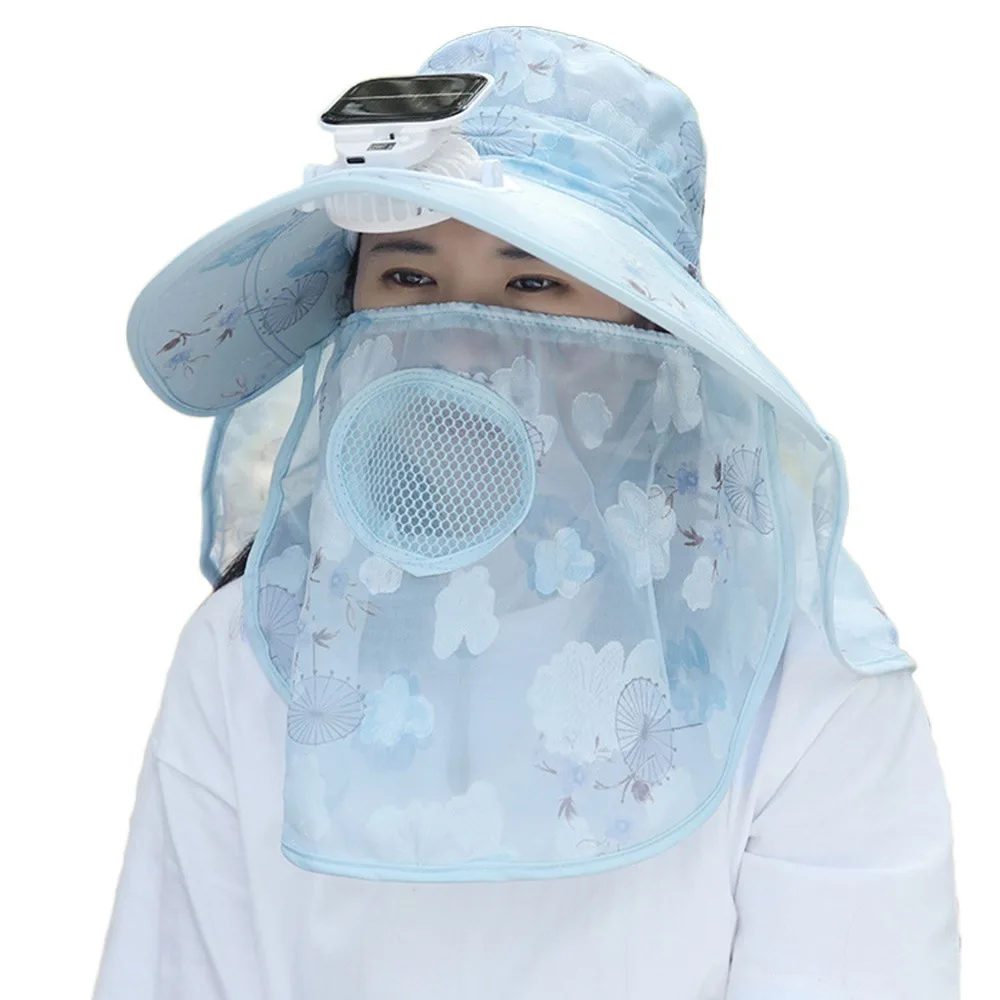 

Digital Display Screen Solar Fan Visor Hat Neck Protection Integrated Shawl Wide Brim Sun Cap 3 Modes Adjustable