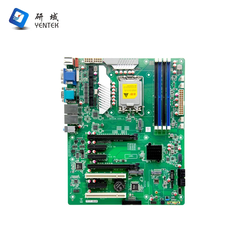 جديد LGA1700 12th 13th W680 شرائح I3 I5 I7 I9 4 DDR4 Win10 Linux 2 LAN 6 COM 12 USB HD VGA اللوحة الأم الصناعية ATX