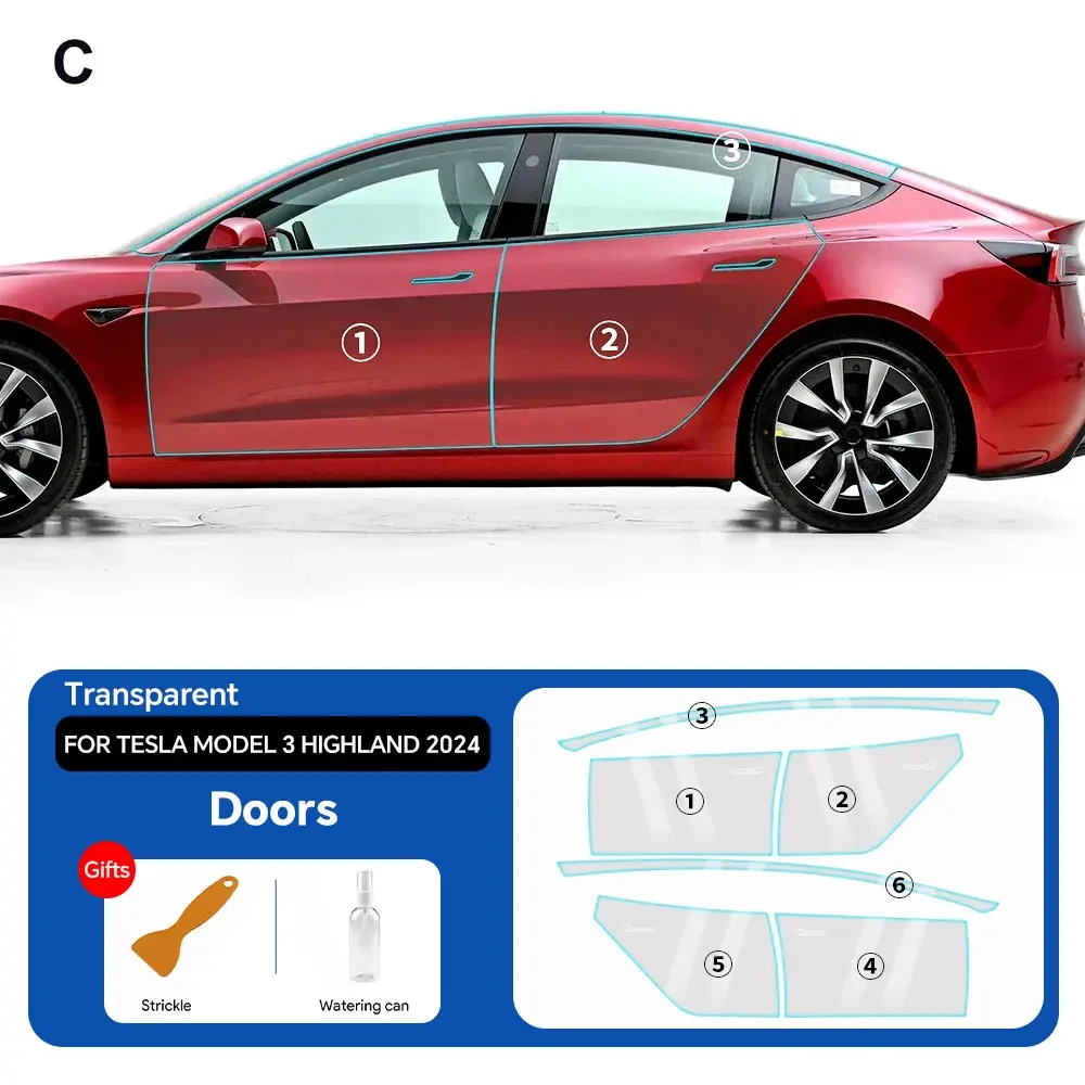 Verfbeschermingsfolie voor Tesla Model 3 Highland 2024 8,5 dikke voorgesneden auto doorzichtige TPU PPF-kit transparante sticker autosticker