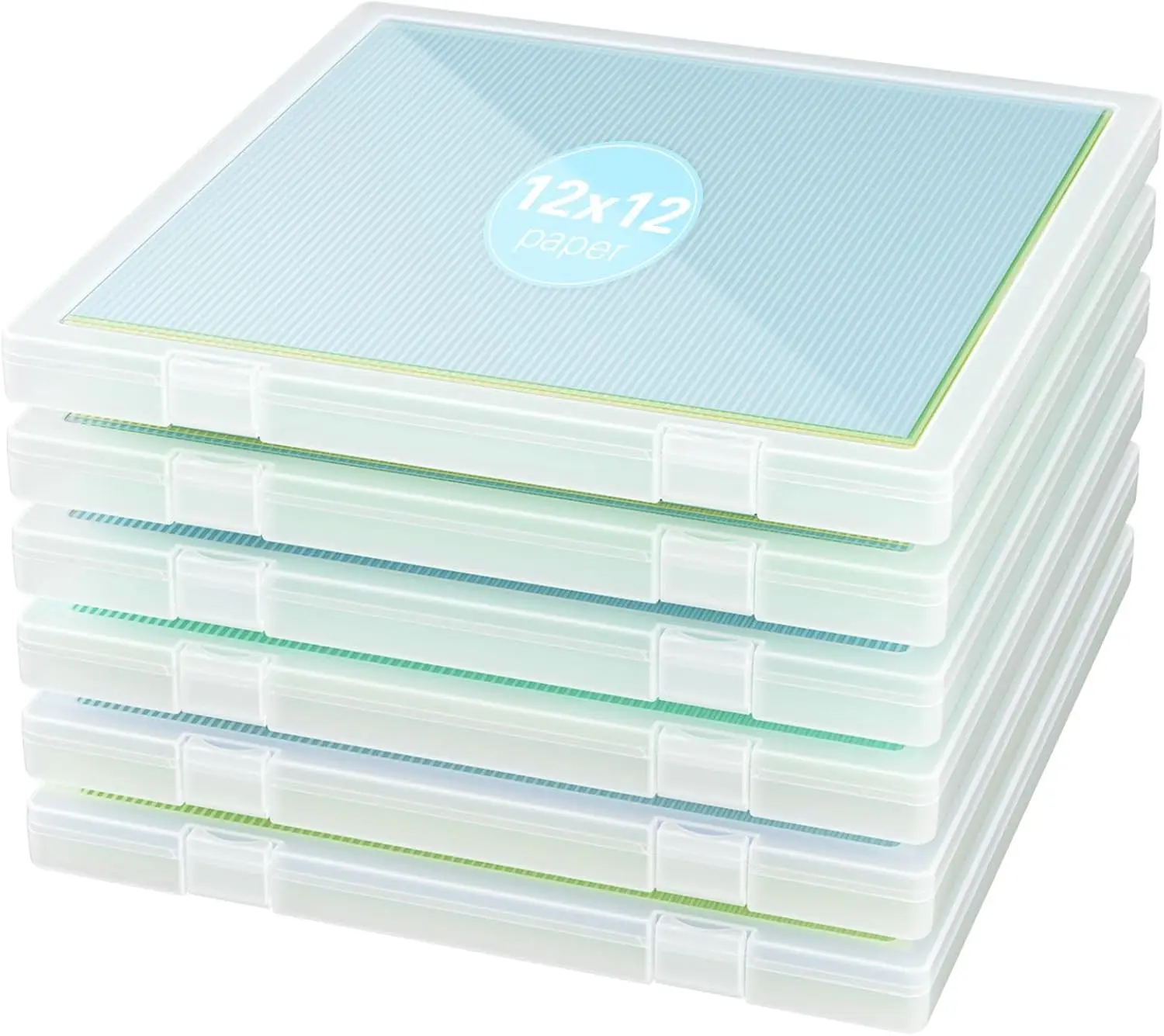 

Набор из 6 коробок для хранения бумаги 12x12 дюймов, органайзеры для рукоделия с защелками для скрапбукинга и настольных игр