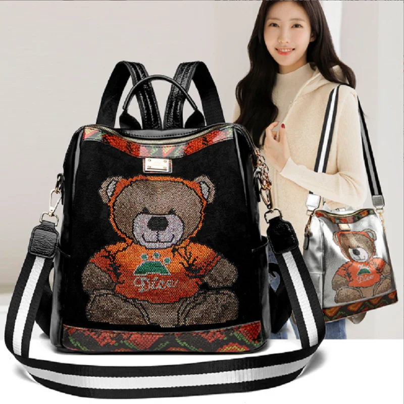 New Fashion High Quality Soft Leather Travel Backpacks Women's Large Capacity Double Shoulder Bags Crossbody Bag Laptop Bagpack