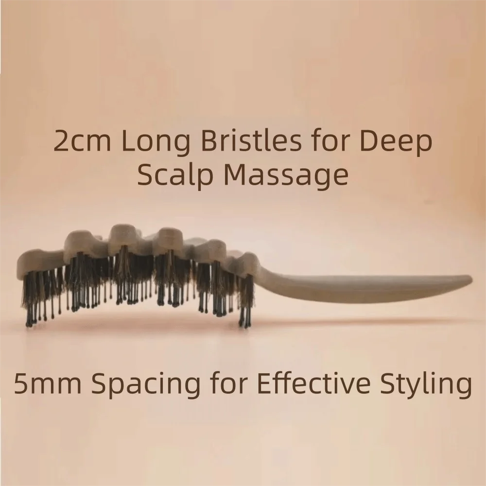 

Hollow Boar Bristle Hair Comb Curly Hairbrush Fluffy Hair Care Anti-Static Comb Voluminous Roots Style Rose Comb