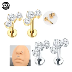 1/5PCS Titanium Piercings CZ Labret Lip Rings Crystal Cluster Ear Cartilage Tragus Helix Daith Lobe Piercings Women Jewelry 16G