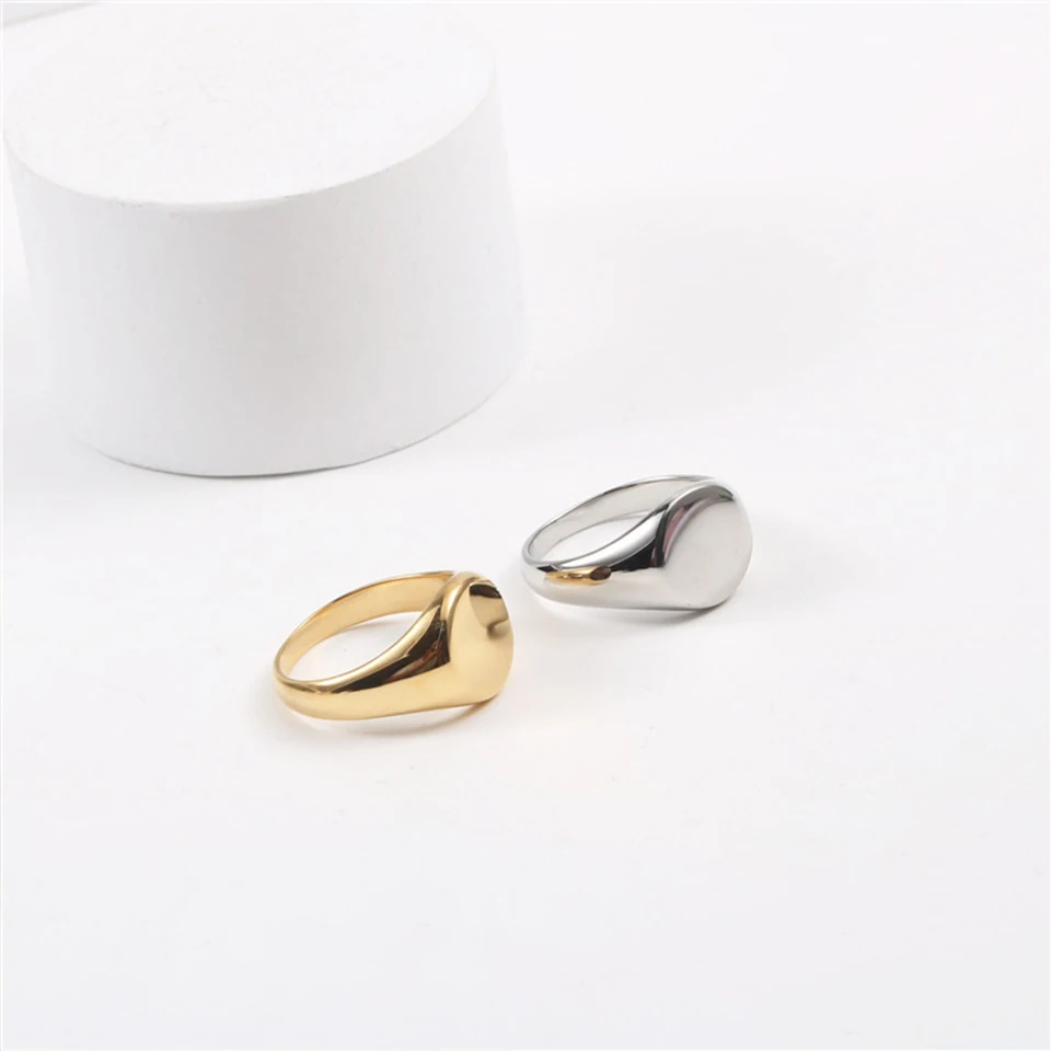 EMANCO Edelstahl Punk-Stil Minimalistischer Runder Ring Vergoldet Damenringe für Partys und Festivals – Detail 9
