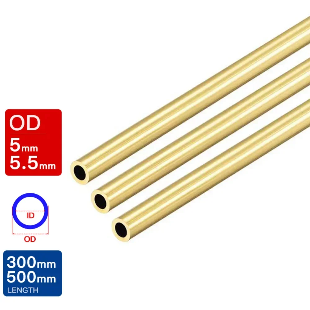 

3pcs-5pcs Brass pipe outer diameter 5 5.5mm length 300 500mm OD 5mm 5.5mm Hollow straight round Thin Brass tube piping