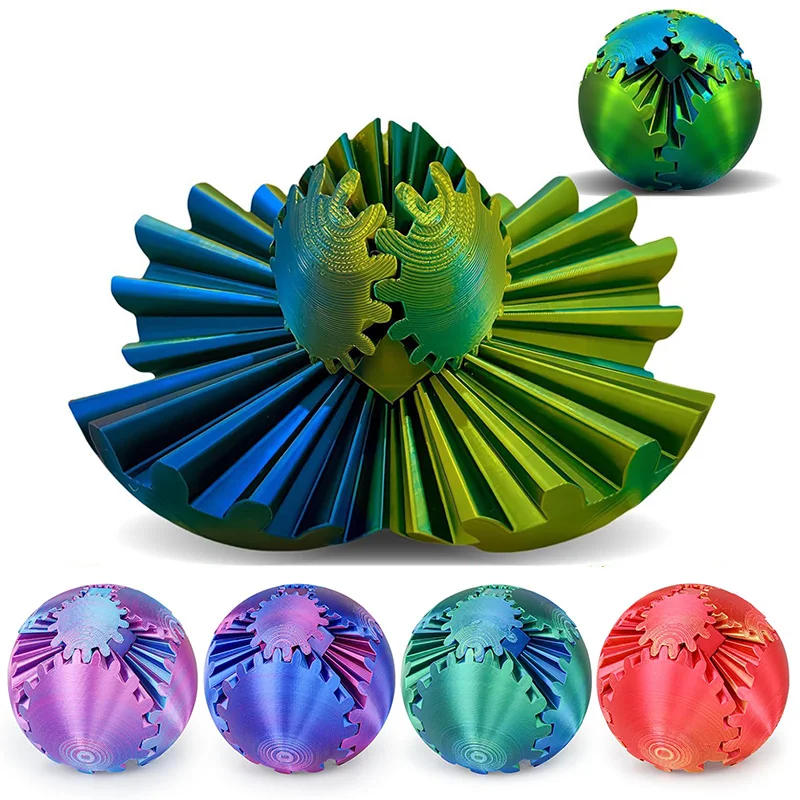 Gear Ball 3D Printed Spin Ball Cube Sphere Fidget Toy for Stress Anxiety Relief Stress Sphere Desk Toy for Adults Kid Gift