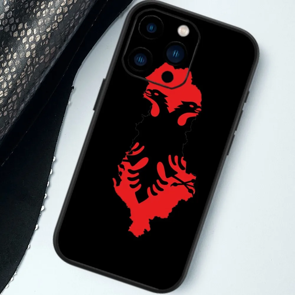 Albania Flag Phone Case For iPhone 13 14 15 11 12 Mini Pro Max Black Shell